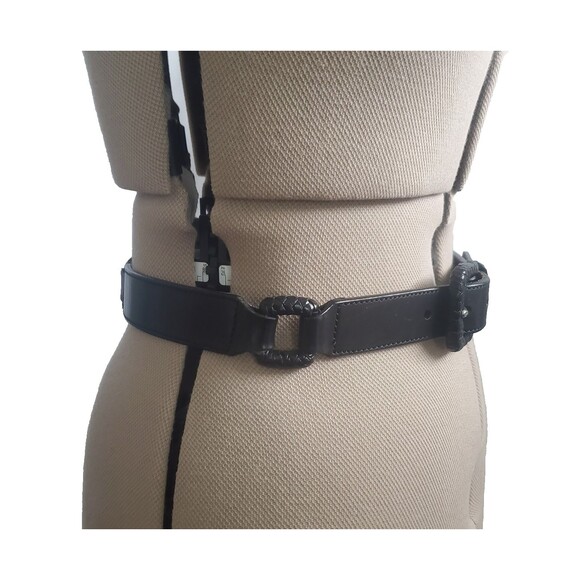 Fossil Accessories - Vintage Fossil Black Leather Belt Medium Interlocking Ring Y2K Waist Belt